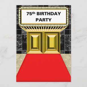 Broadway Marquee Red Carpet 75 th Birthday Party Invitation