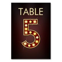 Broadway Marquee Sign Numbered Table Card