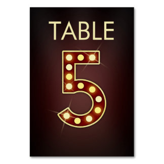 Broadway Marquee Sign Numbered Table Card
