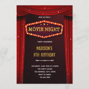 Broadway movie night red carpet party invitation