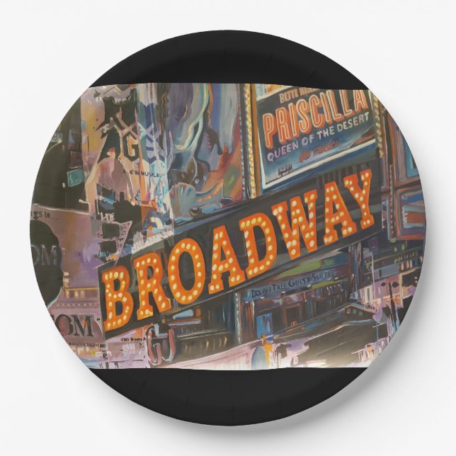 Broadway Neon Lights Paper Plate (Front)