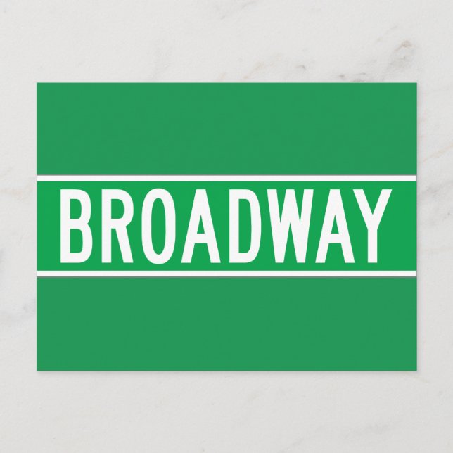 Broadway, New York Street Sign Postcard (Front)