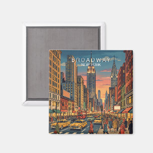 Broadway New York Travel Art Vintage Magnet