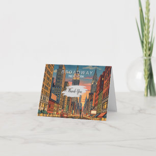 Broadway New York Travel Art Vintage Personalise Thank You Card