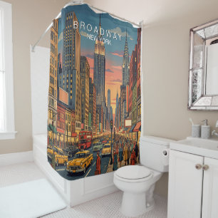 Broadway New York Travel Art Vintage Shower Curtain