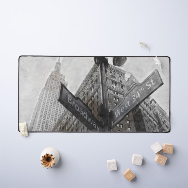 Broadway NYC Desk Mat – Black & White New York  (Kids Table)