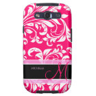 Broadway Pink and white floral damask w/ monogram