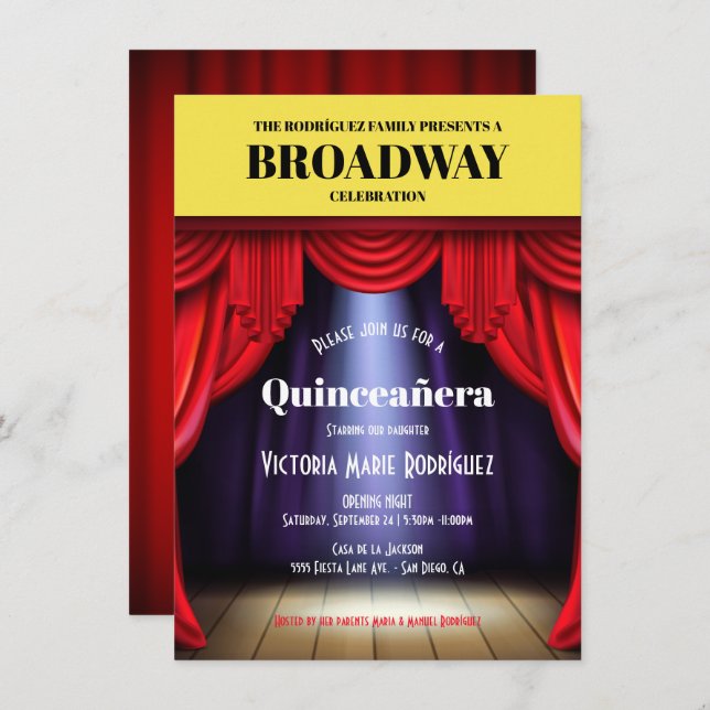 Broadway Program Birthday Quinceañera Invitation (Front/Back)