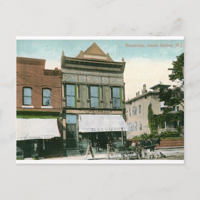 Broadway, South Amboy, NJ 1910 Vintage Postcard (Front)