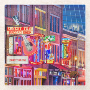 Broadway Street Downtown Nashville Tennessee Glass Coaster
