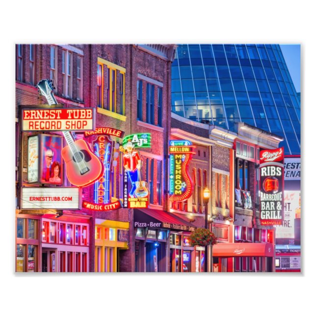Broadway Street Downtown Nashville Tennessee Photo Print (Front)