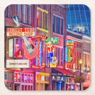 Broadway Street Downtown Nashville Tennessee Square Paper Coaster