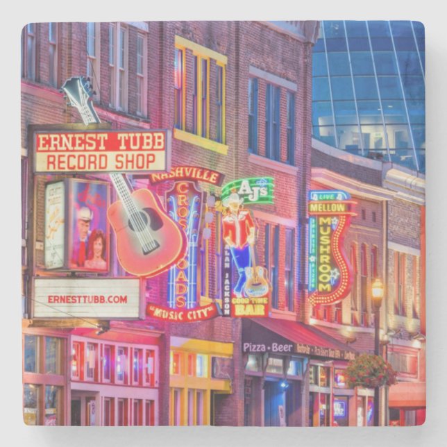 Broadway Street Downtown Nashville Tennessee Stone Coaster (Front)