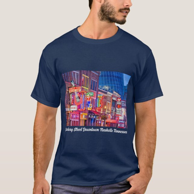 Broadway Street Downtown Nashville Tennessee T-Shirt (Front)