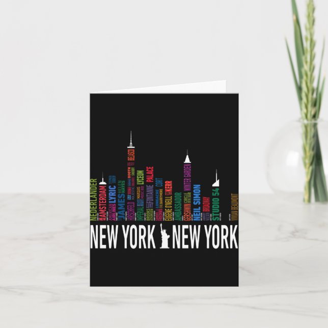 Broadway Theaters New York Skyline  Card (Front)