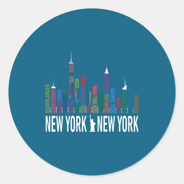 Broadway Theaters New York Skyline  Classic Round Sticker (Front)