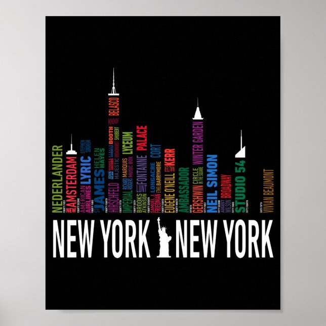 Broadway Theaters New York Skyline  Poster (Front)
