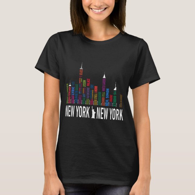 Broadway Theaters New York Skyline  T-Shirt (Front)