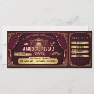 Broadway Theatre Ticket Gift Reveal Voucher Invitation