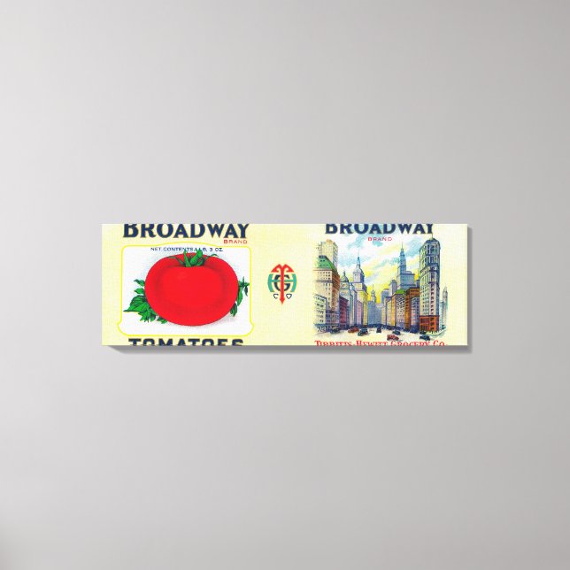 Broadway Tomato LabelSt. Louis, MO Canvas Print (Front)