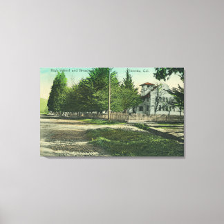 Broadway View of the Exterior of the High School Canvas Print