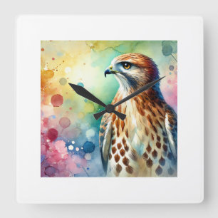 Broadwinged Hawk 070824AREF133 - Watercolor Square Wall Clock