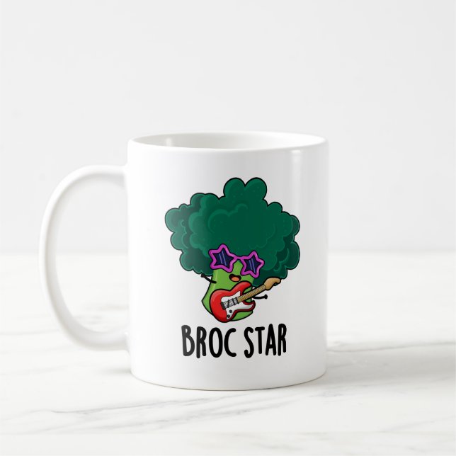Broc Star Funny Brocolli Rock Star Pun  Coffee Mug (Left)