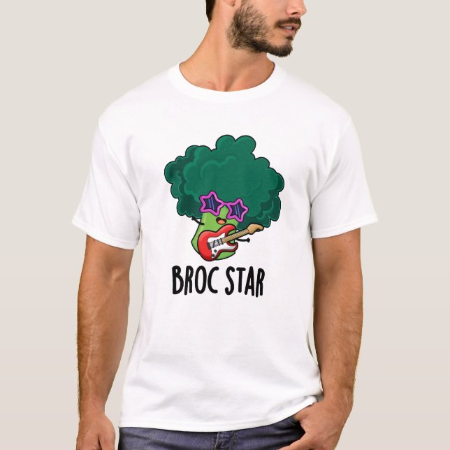 Broc Star Funny Brocolli Rock Star Pun  T-Shirt (Front)