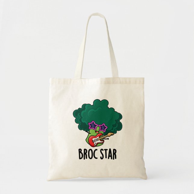 Broc Star Funny Brocolli Rock Star Pun  Tote Bag (Front)