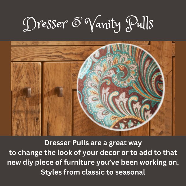 Brocade Brown, Teal and Gold   Ceramic Knob (Creator Uploaded)