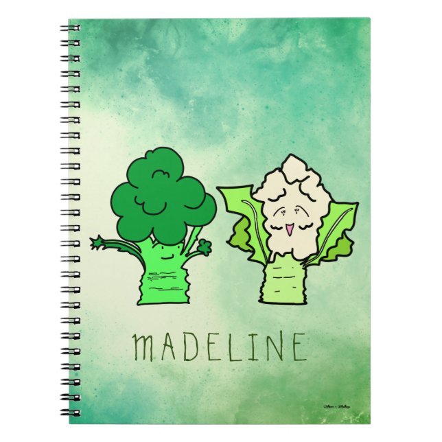 Broccoli and Cauliflower Customisable Notebook (Front)