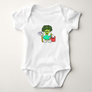 Broccoli as Farmer with Watering can Baby Bodysuit