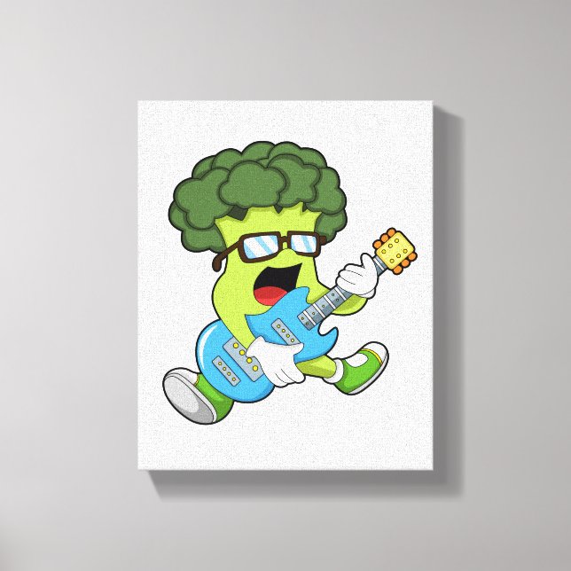 Broccoli as Musician with Guitar Canvas Print (Front)
