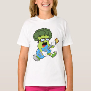 Broccoli as Musician with Guitar T-Shirt