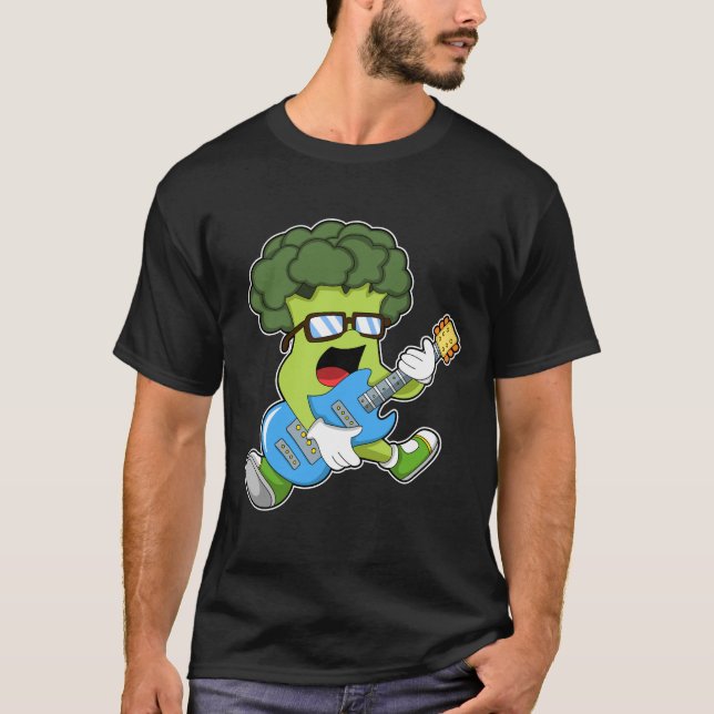 Broccoli as Musician with Guitar T-Shirt (Front)