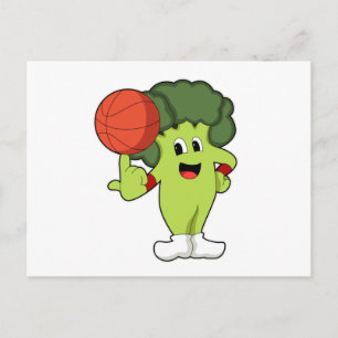 Broccoli at Basketball Sports Postcard