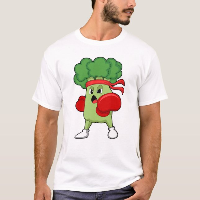 Broccoli at Boxing with Boxing gloves T-Shirt (Front)