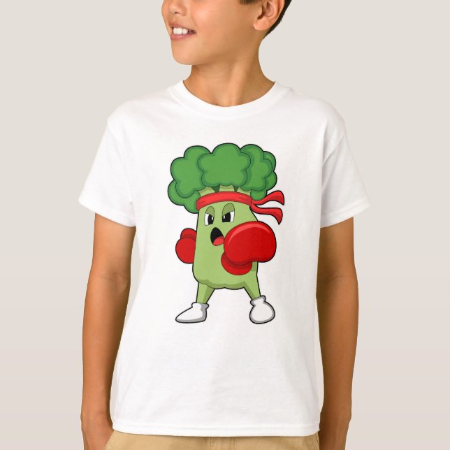 Broccoli at Boxing with Boxing gloves T-Shirt (Front)