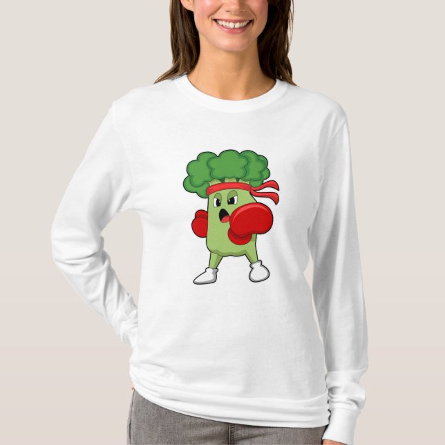 Broccoli at Boxing with Boxing gloves T-Shirt (Front)