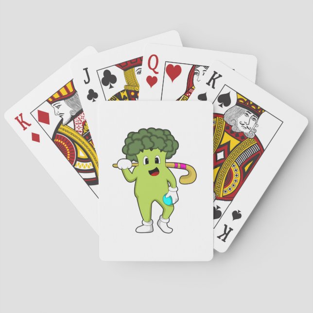 Broccoli at Hockey with Hockey bat Playing Cards (Back)
