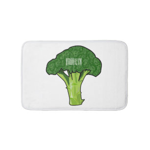 Broccoli cartoon illustration bath mat