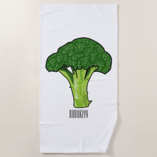 Broccoli cartoon illustration beach towel