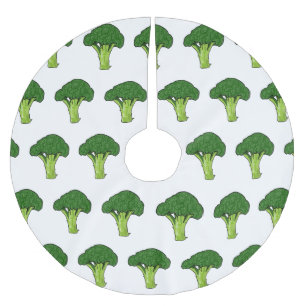 Broccoli cartoon illustration brushed polyester tree skirt