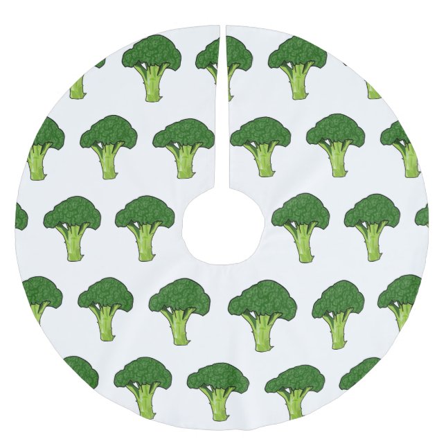 Broccoli cartoon illustration brushed polyester tree skirt (Front)