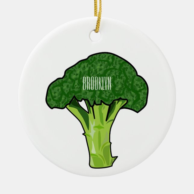 Broccoli cartoon illustration ceramic tree decoration (Front)