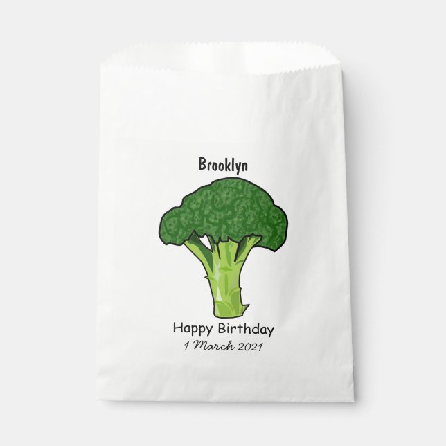 Broccoli cartoon illustration favour bags (Front)