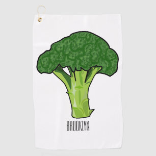 Broccoli cartoon illustration golf towel