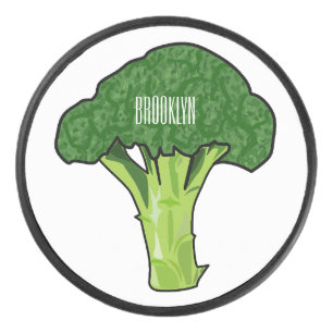 Broccoli cartoon illustration hockey puck
