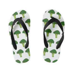 Broccoli cartoon illustration kid's flip flops