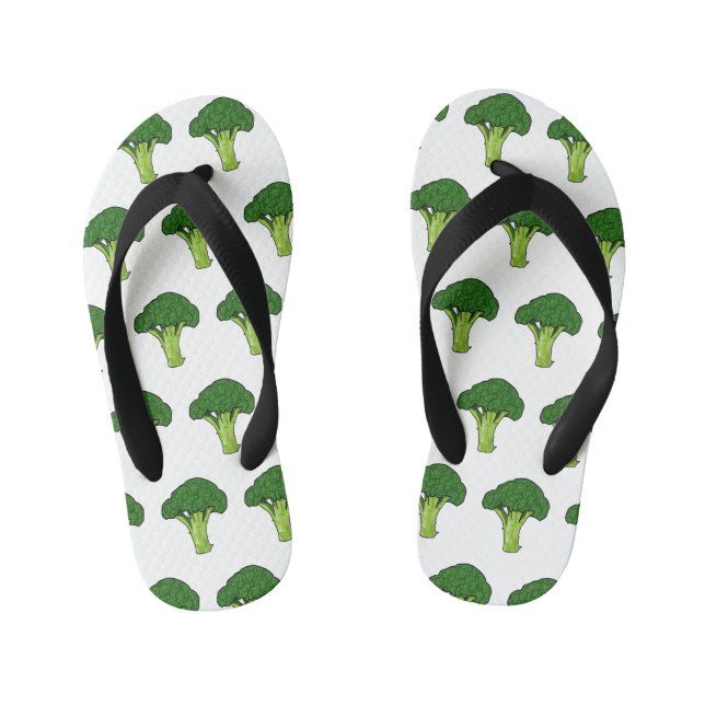 Broccoli cartoon illustration kid's flip flops (Footbed)